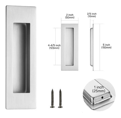 Tirador Cubeta Recta 150mm Embutir Plateado