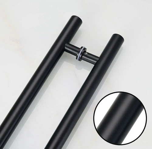 Manijón Doble 150cm Cilíndrico Acero Para Puerta Negro