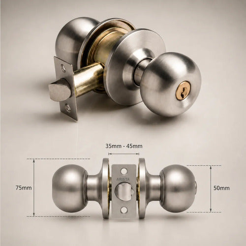 Cerradura De Pomo Con Llave Para Puertas De Interior Premium Acero