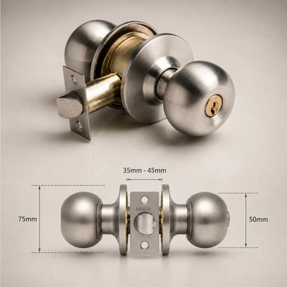 Cerradura De Pomo Con Llave Para Puertas De Interior Premium Acero
