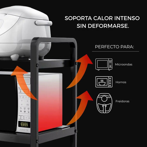 Rack Organizador Ajustable Para Microondas Estante Cocina Negro