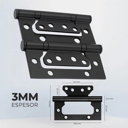 Pack 3 Bisagras Flap Acero 304 Tornillos Incluidos Negro