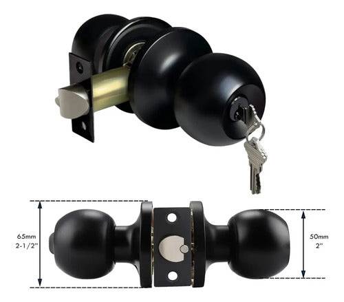 Cerradura De Pomo Con Llave Para Puertas De Interior Negro
