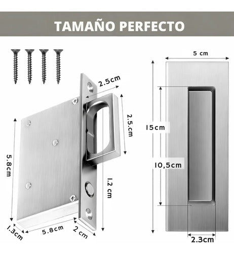 Manija Embutida Pocket Para Puerta Corrediza Interior Plateado