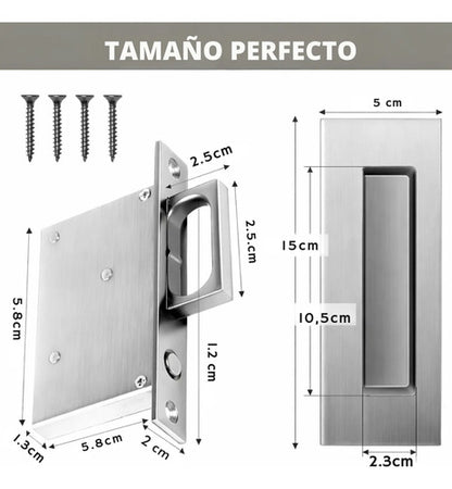 Manija Embutida Pocket Para Puerta Corrediza Interior Plateado