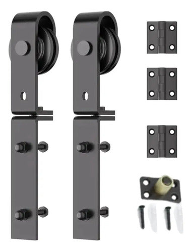 Set De Ruedas Pivot Para Puerta Plegable Estilo Granero