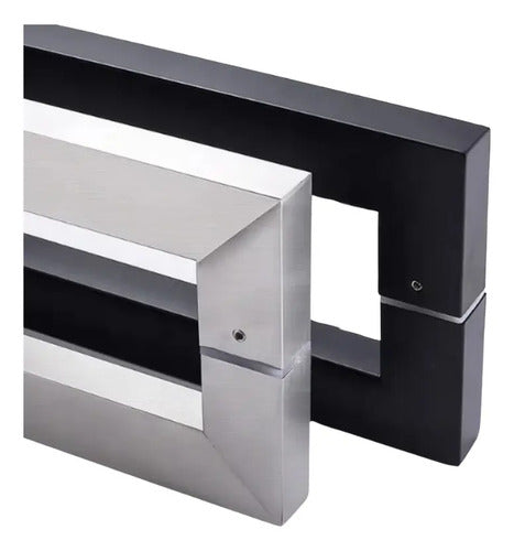 Manijón Doble Cuadrado 30cm Para Vidrio O Madera Negro