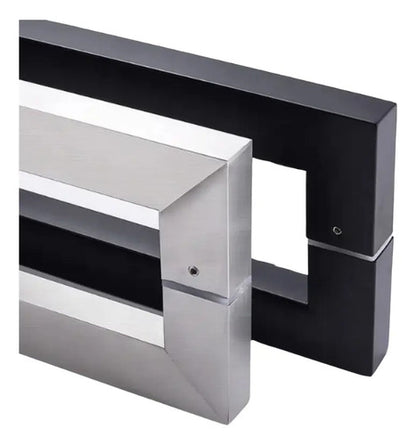 Manijón Doble Cuadrado 30cm Para Vidrio O Madera Negro