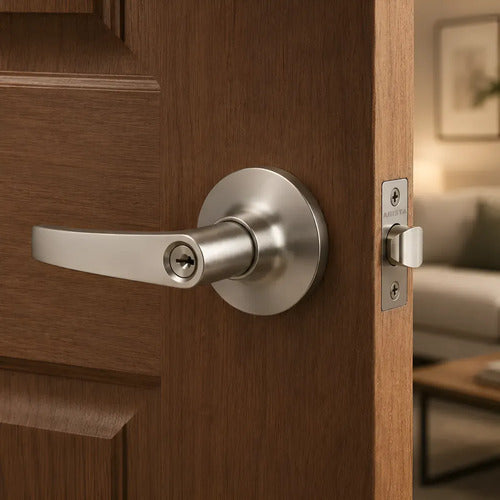 Pestillo Con Cerradura Y Llave Para Puerta De Interior Satinado