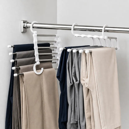 Organizador Pantalones X3 Plegable Colgante 5 Barras Blanco