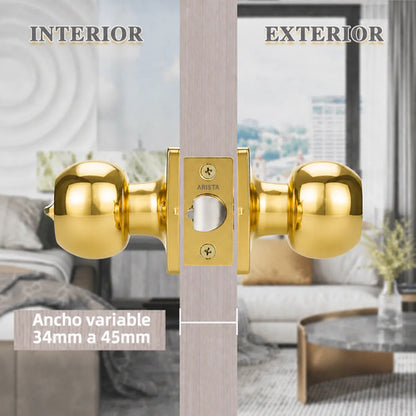 Cerradura De Pomo Con Llave Para Puertas De Interior Dorado