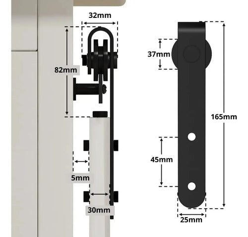 Set De Ruedas Mini Estilo Granero Para Muebles Negro