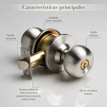 Cerradura De Pomo Con Llave Para Puertas De Interior Premium Acero