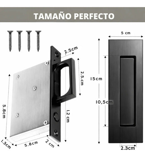 Manija Embutida Pocket Para Puerta Corrediza Interior Negro