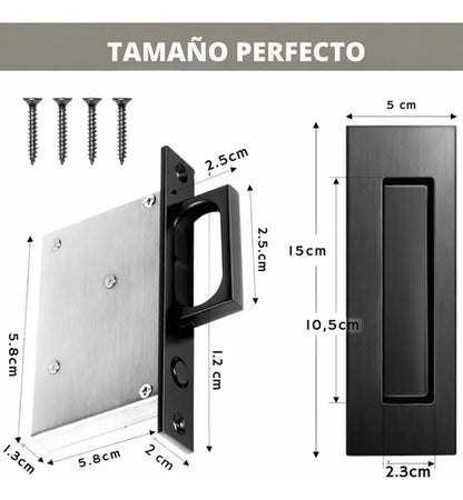 Manija Embutida Pocket Para Puerta Corrediza Interior Negro