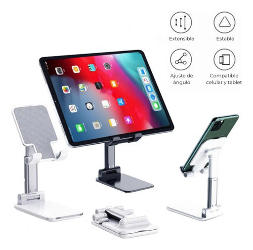 Soporte Plegable Para Celular De Escritorio Ajustable Blanco