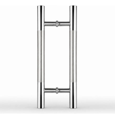 Manijón Doble 80cm Cilíndrico Acero Para Puerta Plateado Cromado Cepillado