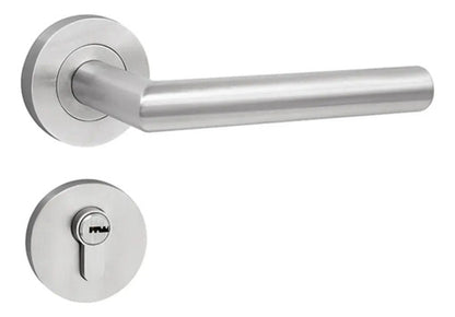 Manija Recta De Acero Inox Con Bocallave Para Puerta Plateado