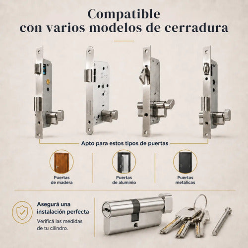 Cilíndro Universal 70mm, Reforzado Con Perilla Interior Acero