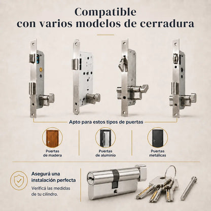 Cilíndro Universal 70mm, Reforzado Con Perilla Interior Acero