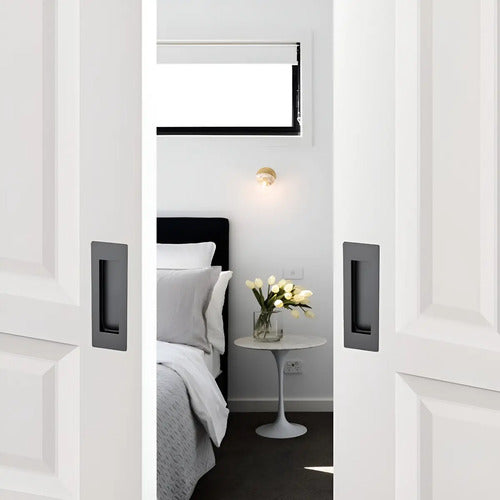 Tirador Cubeta Recta 150mm Embutir Pack X 2 Unidades Negro