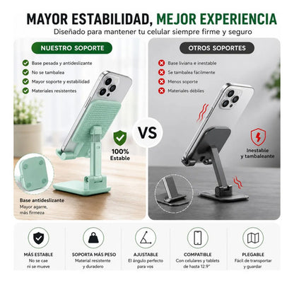 Soporte Plegable Para Celular De Escritorio Ajustable Verde