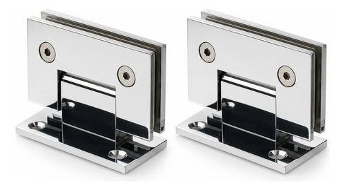 Set Bisagras Blindex 90 Grados Mampara Vidrio 6 A 12mm Cromado