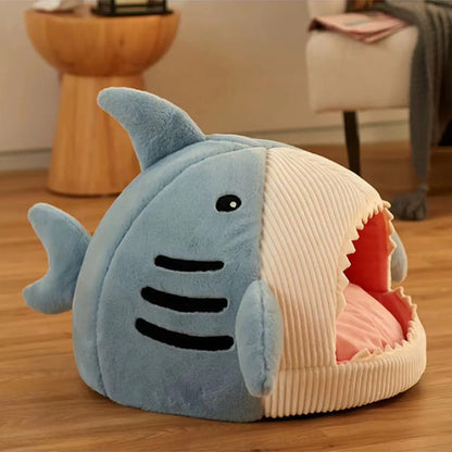 Cama Lavable Para Gatos Y Perros De Interior Modelo Shark Azul Acero Shark