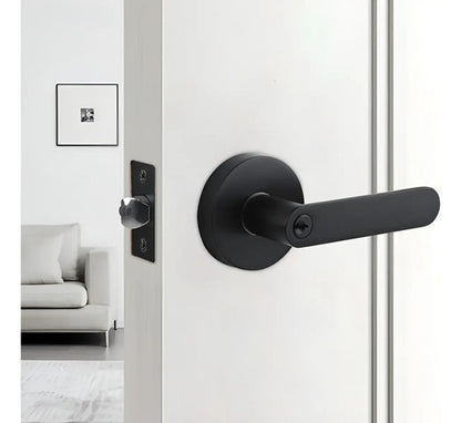 Manija Línea Bella Para Puerta Interior O Exterior Con Llave Negro Satinado