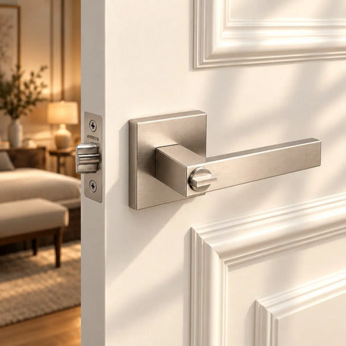 Manija Gloss Sin Llave Para Puerta Interior Exterior Plateado