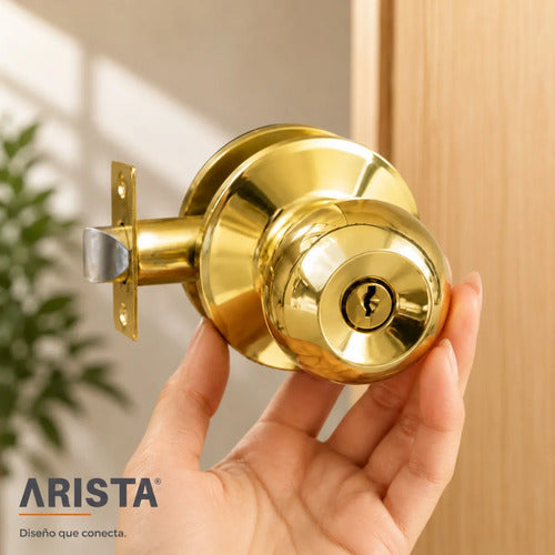 Cerradura De Pomo Con Llave Para Puertas De Interior Dorado