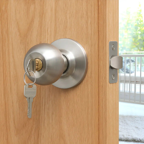 Cerradura De Pomo Con Llave Para Puertas De Interior Acero