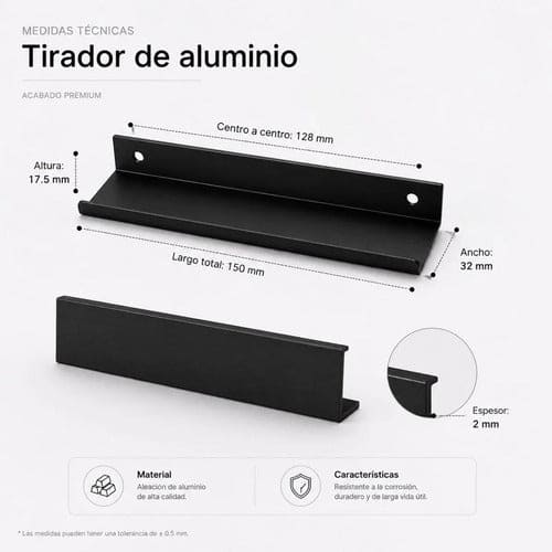 Tirador Uñero 15cm Para Cajón Puerta Mueble Negro Evans