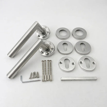 Manija Recta De Acero Inox Con Bocallave Para Puerta Plateado