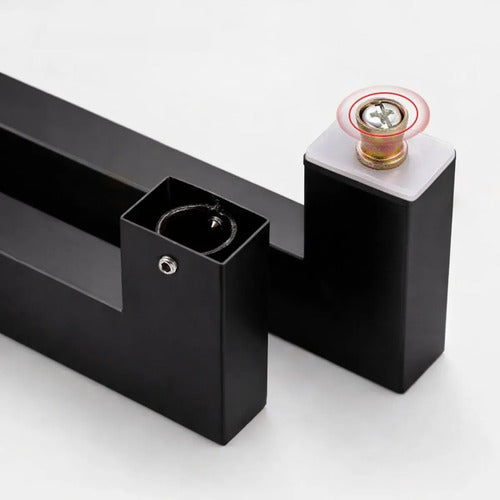 Manijón Doble Acero Inox Cuadrado Para Vidrio O Madera 50cm Negro