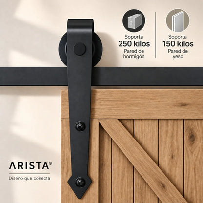 Kit Riel Granero 2 Metros Para Puerta Corrediza Rueda Flecha