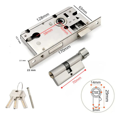 Set De Cerradura Con Cilindro Y Manijas Para Puerta Interior Derecha Plateado