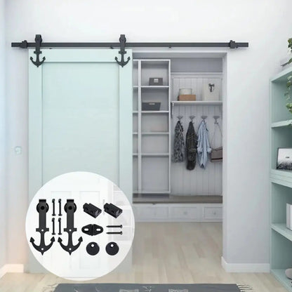 Kit Riel Granero 2m Con Ruedas Ancla Para Puerta Corrediza Puerta Simple