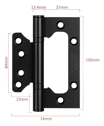 Pack 3 Bisagras Flap Acero 304 Tornillos Incluidos Negro