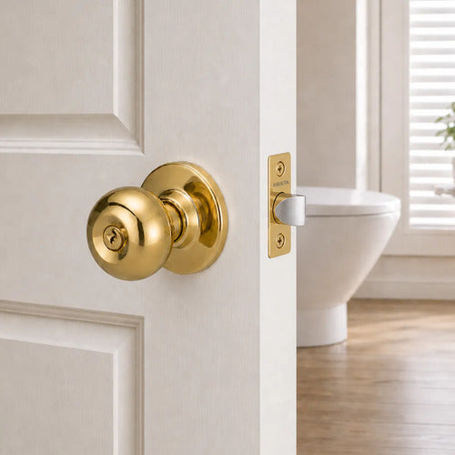 Cerradura De Pomo Con Llave Para Puertas De Interior Dorado