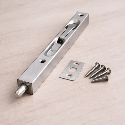Pasador De Canto Embutido 200mm Acero Inoxidable Plateado