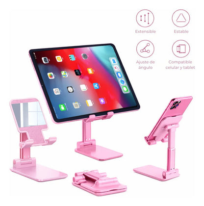Soporte Plegable Para Celular De Escritorio Ajustable Rosado