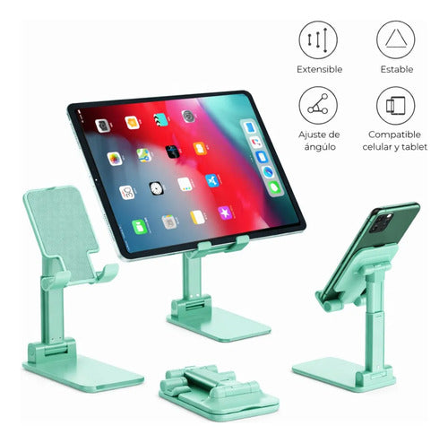 Soporte Plegable Para Celular De Escritorio Ajustable Verde