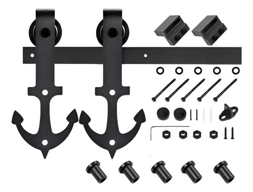 Kit Riel Granero 2m Con Ruedas Ancla Para Puerta Corrediza Puerta Simple