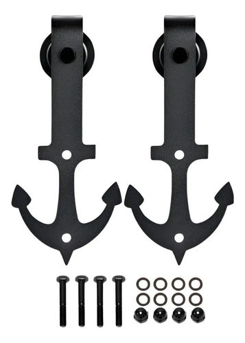 Set X2 De Ruedas Para Riel Granero Puerta Corrediza Ancla