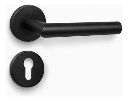 Manija Recta De Acero Inox Con Bocallave Para Puerta Negro
