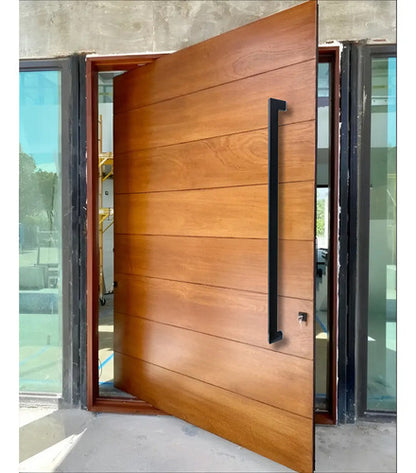 Manijón Doble Acero Inox Cuadrado Para Vidrio O Madera 120cm Negro