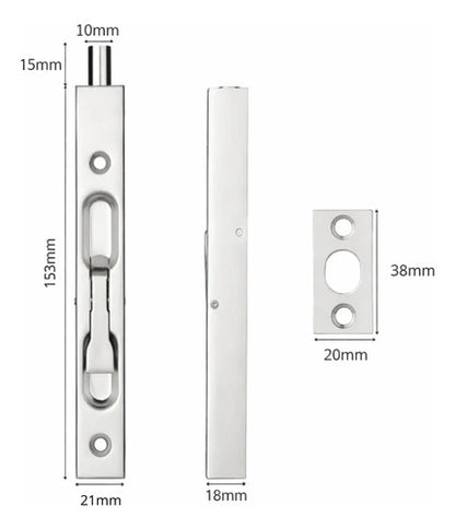 Pasador De Canto Embutido 150mm Acero Inoxidable Plateado