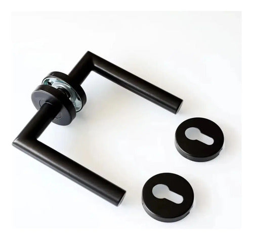 Manija Recta De Acero Inox Con Bocallave Para Puerta Negro