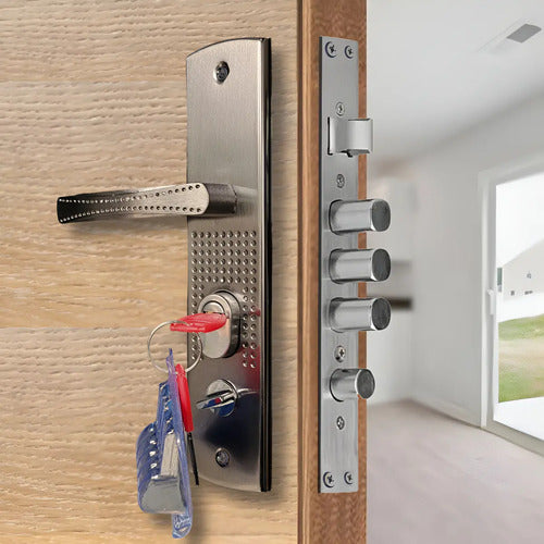 Set De Cerradura Multianclaje 30mm Para Puerta Semiblindada Puerta Izquierda